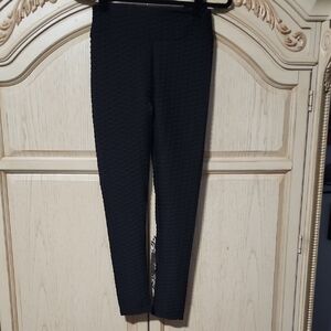 Black Textured Women's Pants